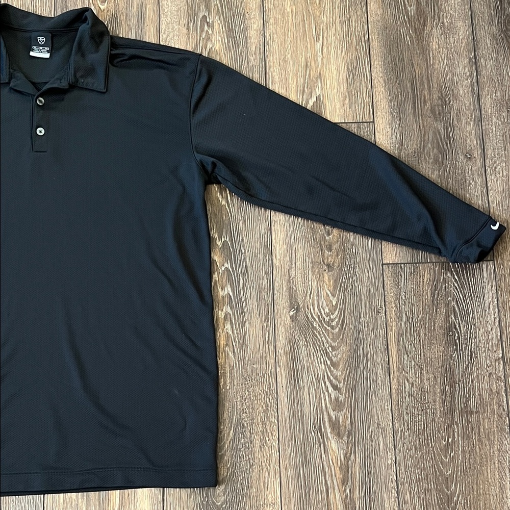 Nike Sphere Dry Golf Men's XL Black Long Sleeve Polo Shirt - Picture 2 of 14